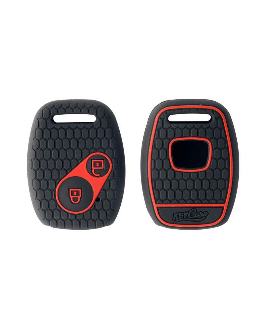 Keycare Silicone Key Cover for Compatible for Honda City, Civic, Jazz, Brio, Amaze 2 Button Remote Key | Black | KC21